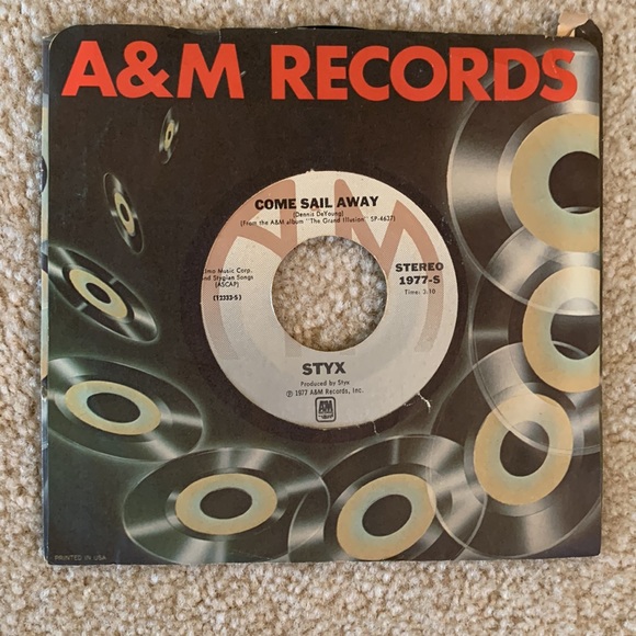 Vintage Styx 7” Vinyl Record, 1976/1977, Come Sail Away, A & M Record’s - Picture 7 of 7